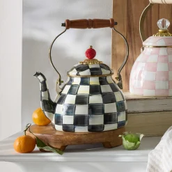 Best MacKenzie-Childs Courtly Check Enamel Tea Kettle - 2 Quart