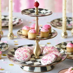 Best MacKenzie-Childs Courtly Check Enamel Three Tier Sweet Stand