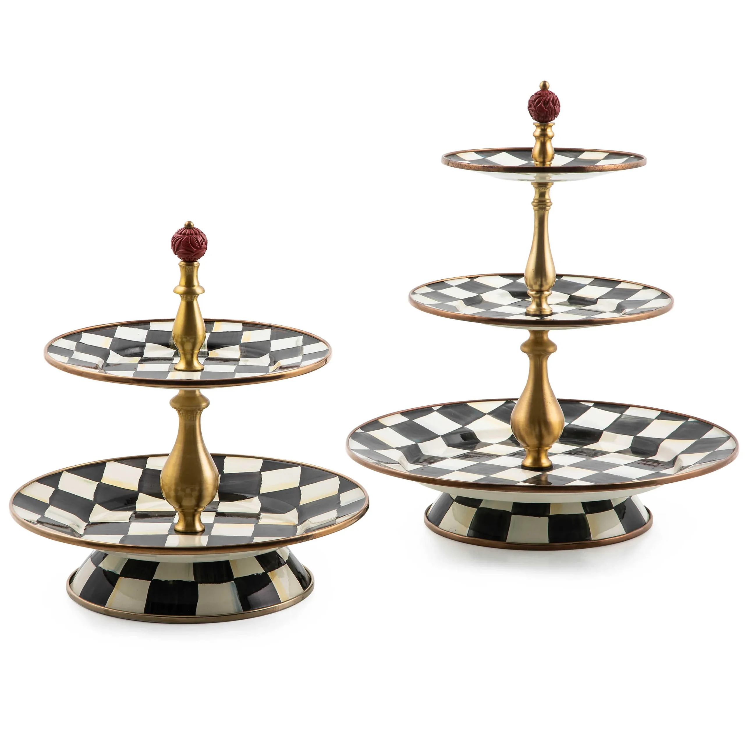 Best MacKenzie-Childs Courtly Check Enamel Three Tier Sweet Stand