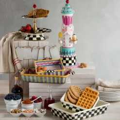 Clearance MacKenzie-Childs Courtly Check Enamel Two Tier Sweet Stand