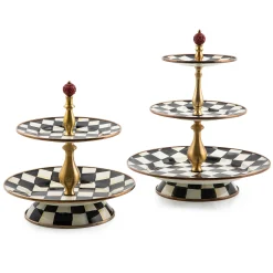 Clearance MacKenzie-Childs Courtly Check Enamel Two Tier Sweet Stand