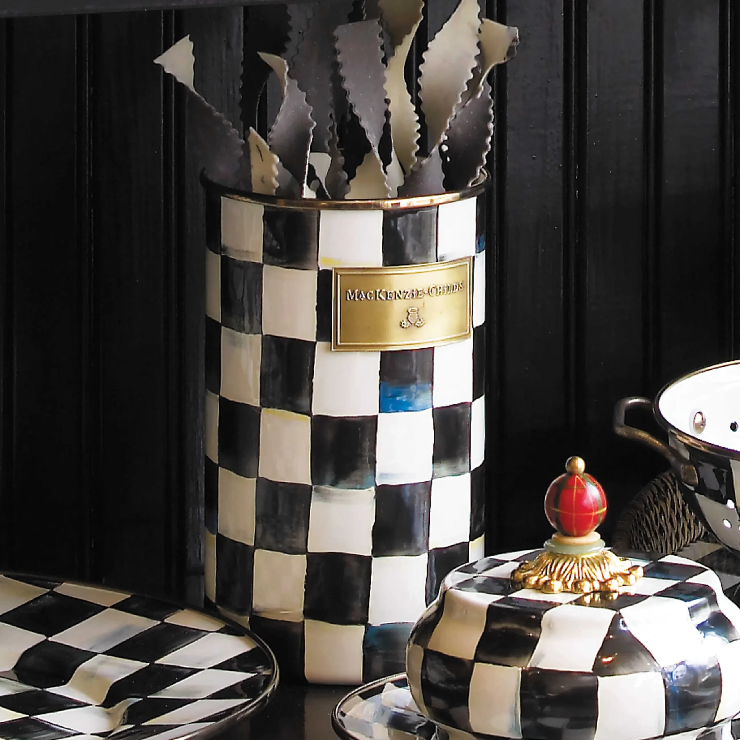 Best MacKenzie-Childs Courtly Check Enamel Utensil Holder