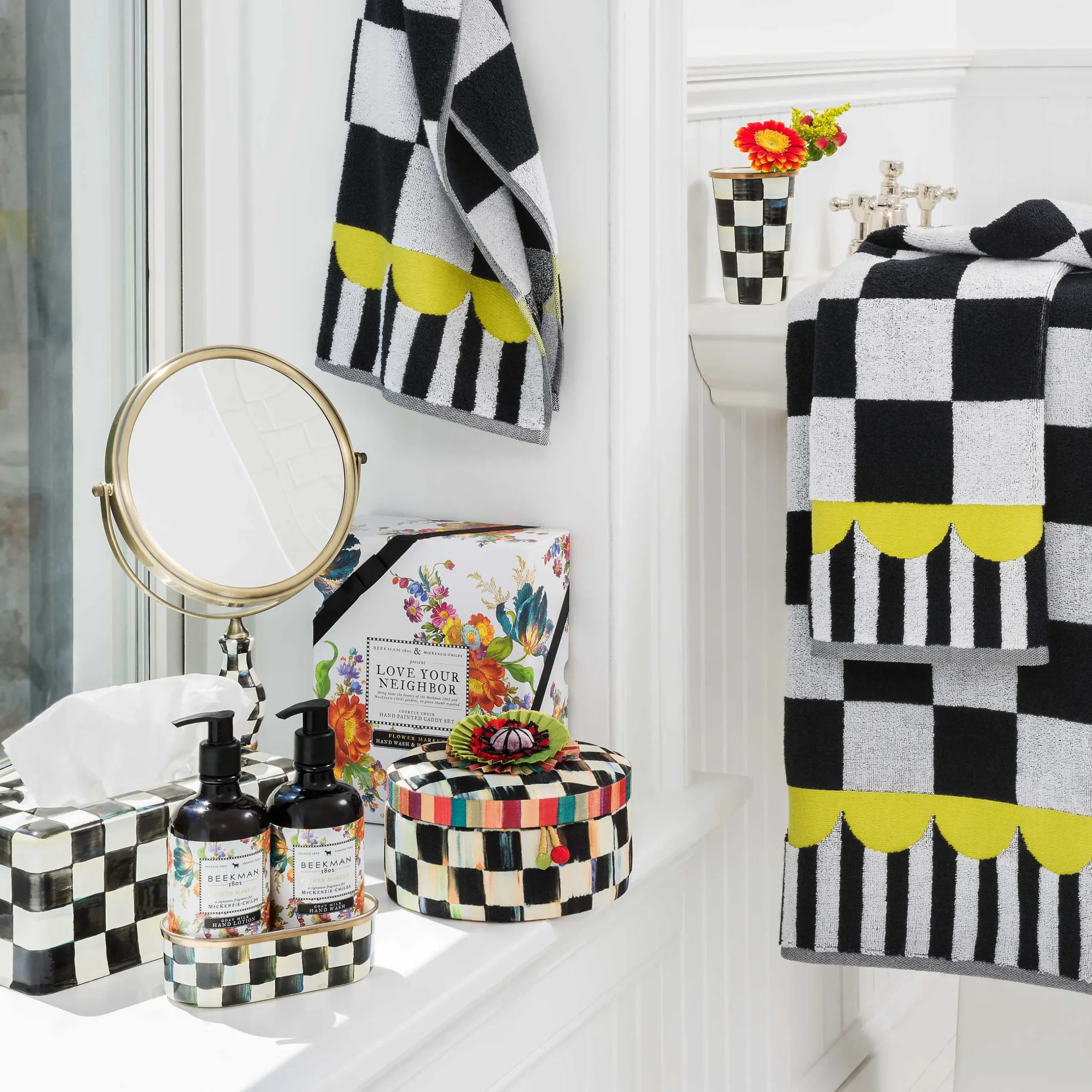 MacKenzie-Childs Courtly Check Enamel Vanity Mirror