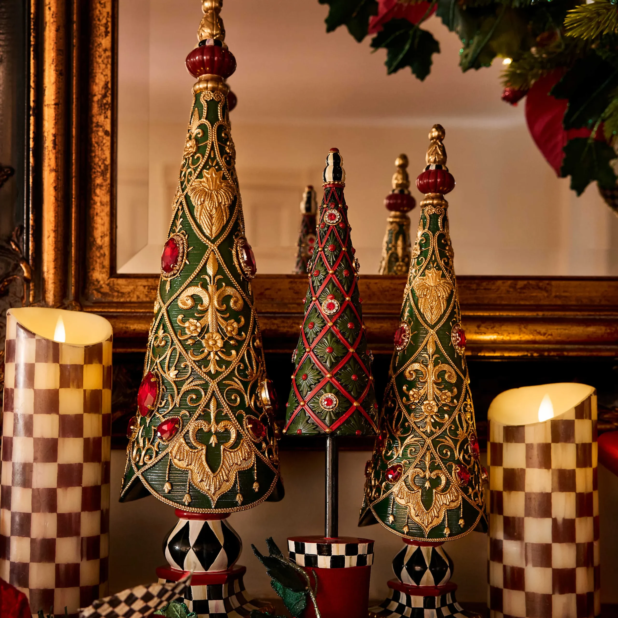Clearance MacKenzie-Childs Courtly Check Flicker 9" Pillar Candle