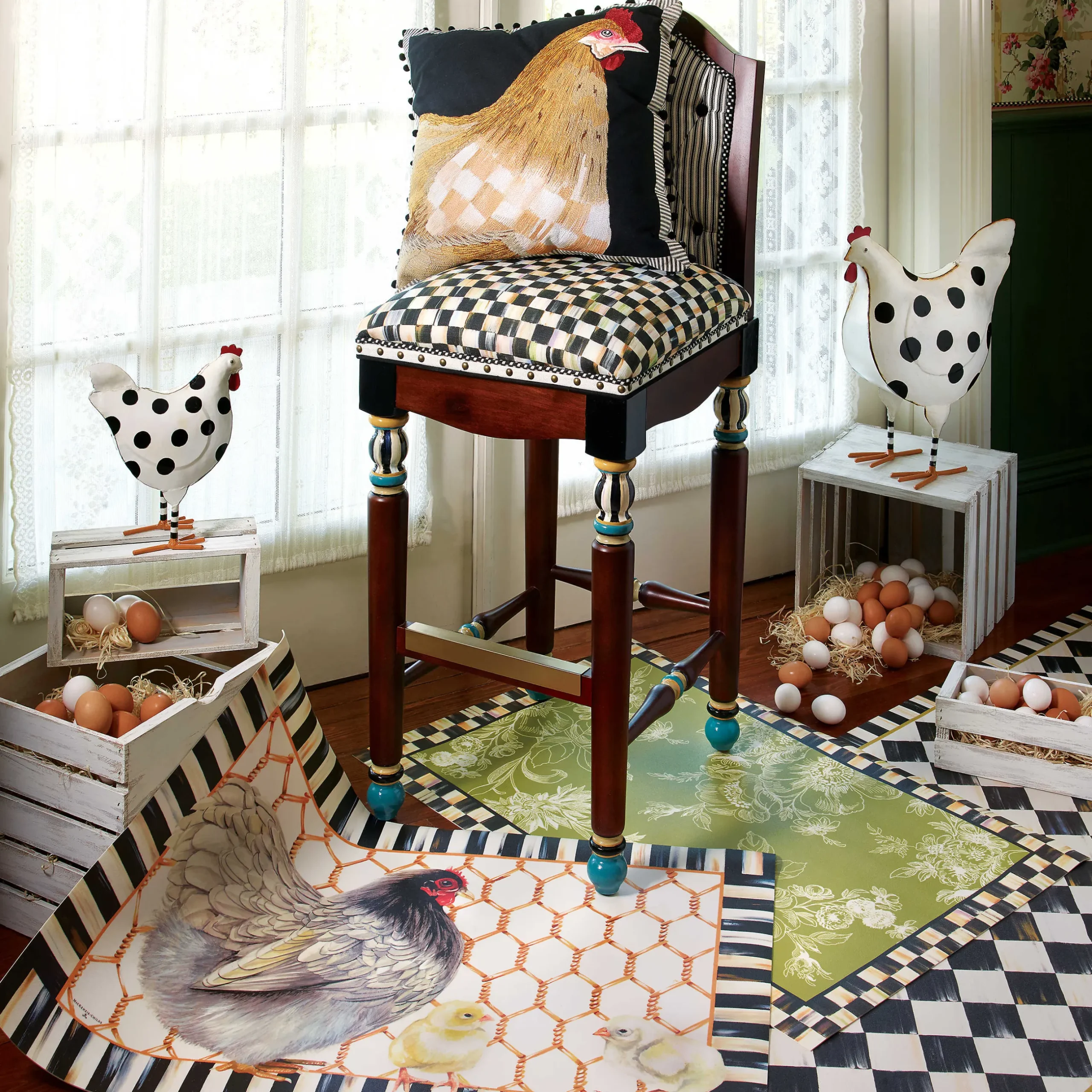 Outlet MacKenzie-Childs Courtly Check Floor Mat - 3' X 5'
