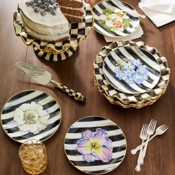 Outlet MacKenzie-Childs Courtly Check Fluted Cake Stand