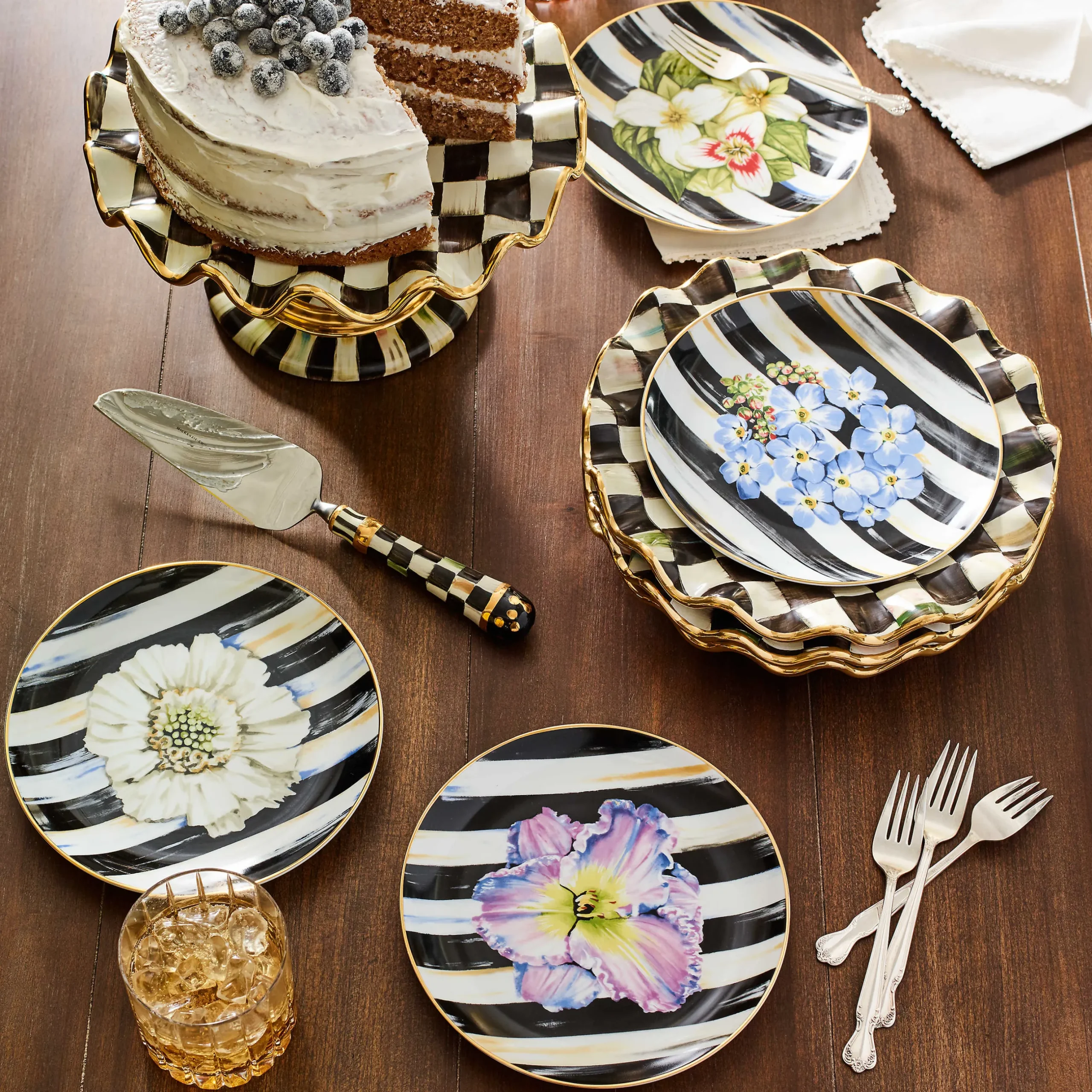 MacKenzie-Childs Courtly Check Fluted Dessert Plate