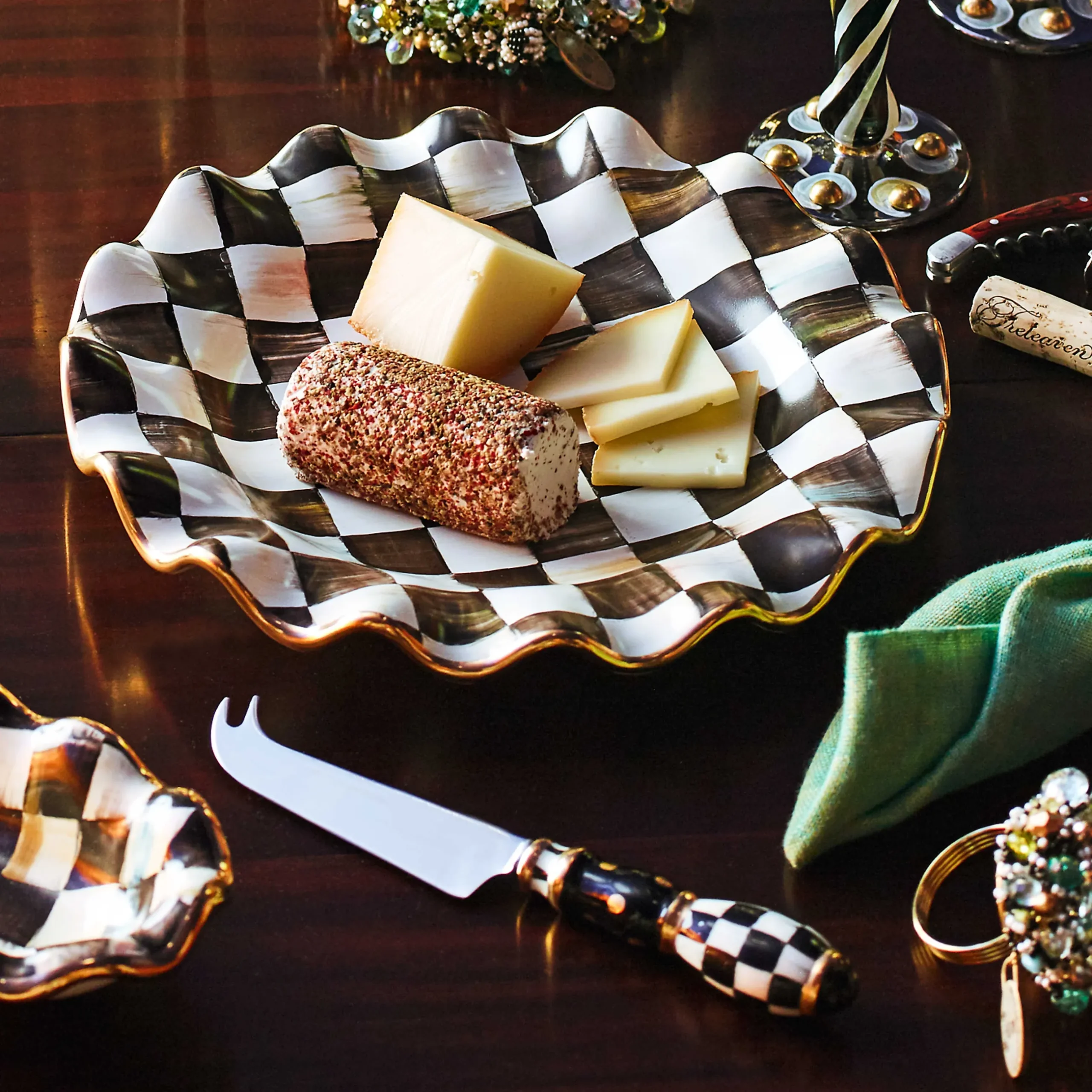MacKenzie-Childs Courtly Check Fluted Dessert Plate