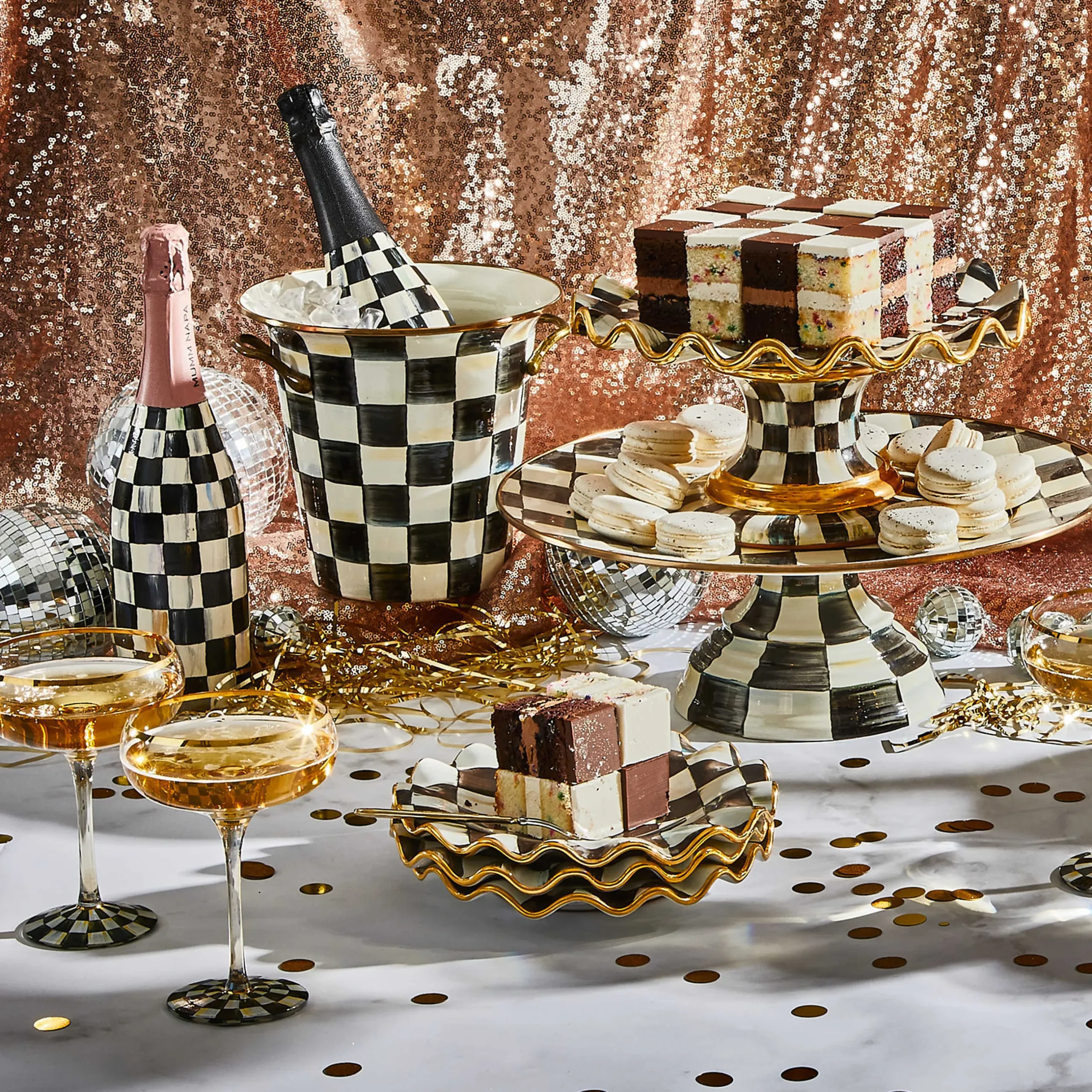 MacKenzie-Childs Courtly Check Fluted Dessert Plate