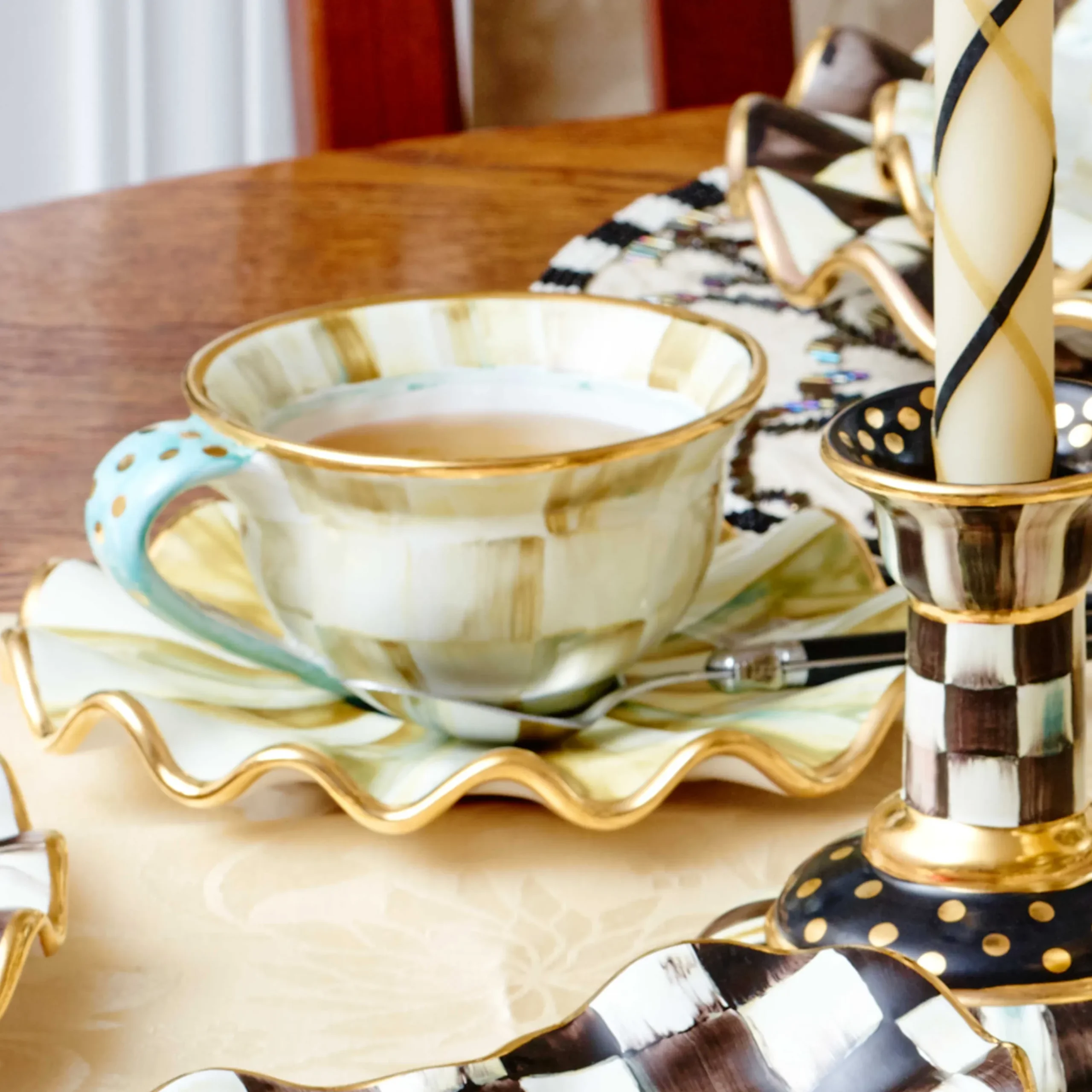 MacKenzie-Childs Courtly Check Fluted Dessert Plate