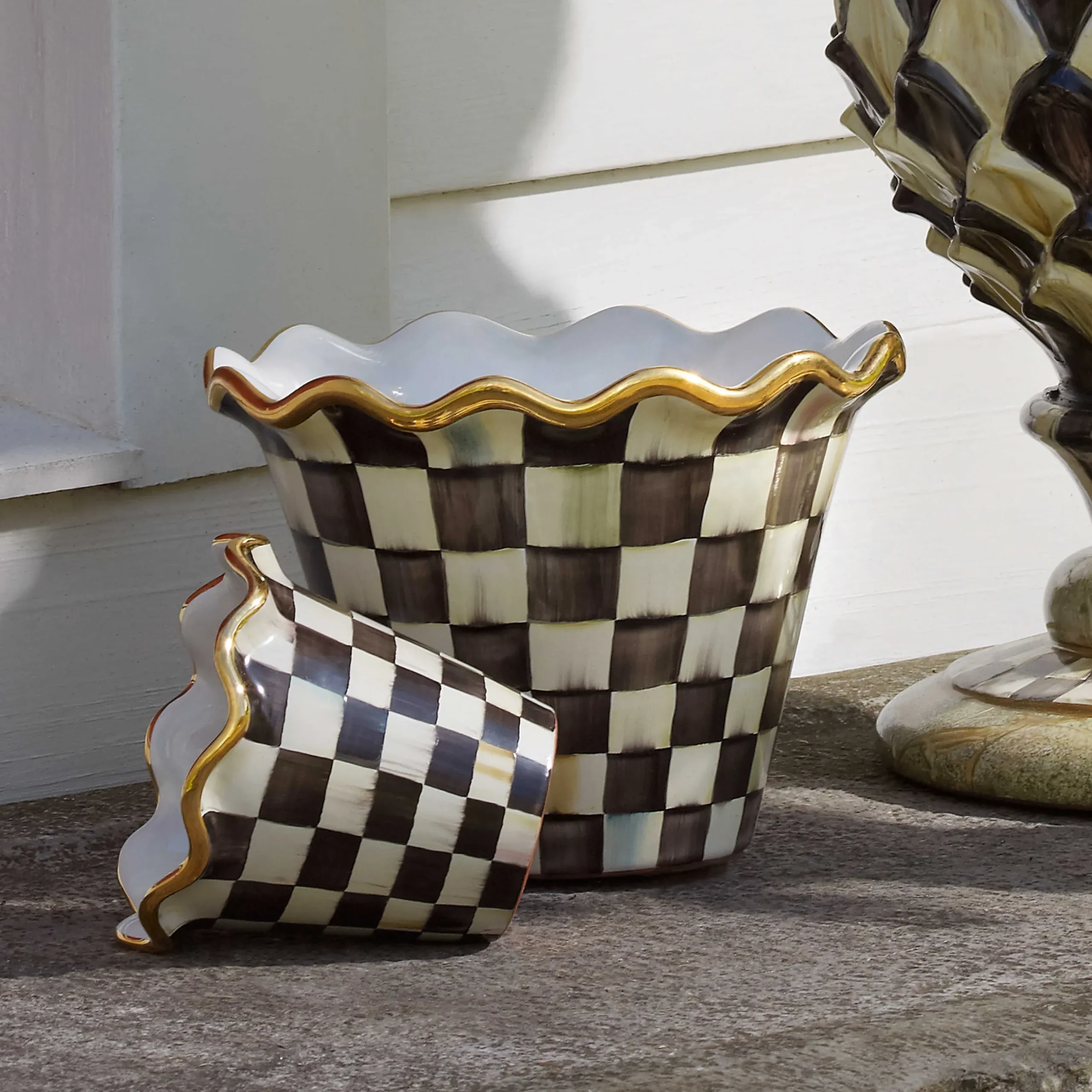 Outlet MacKenzie-Childs Courtly Check Garden Pot - 8"
