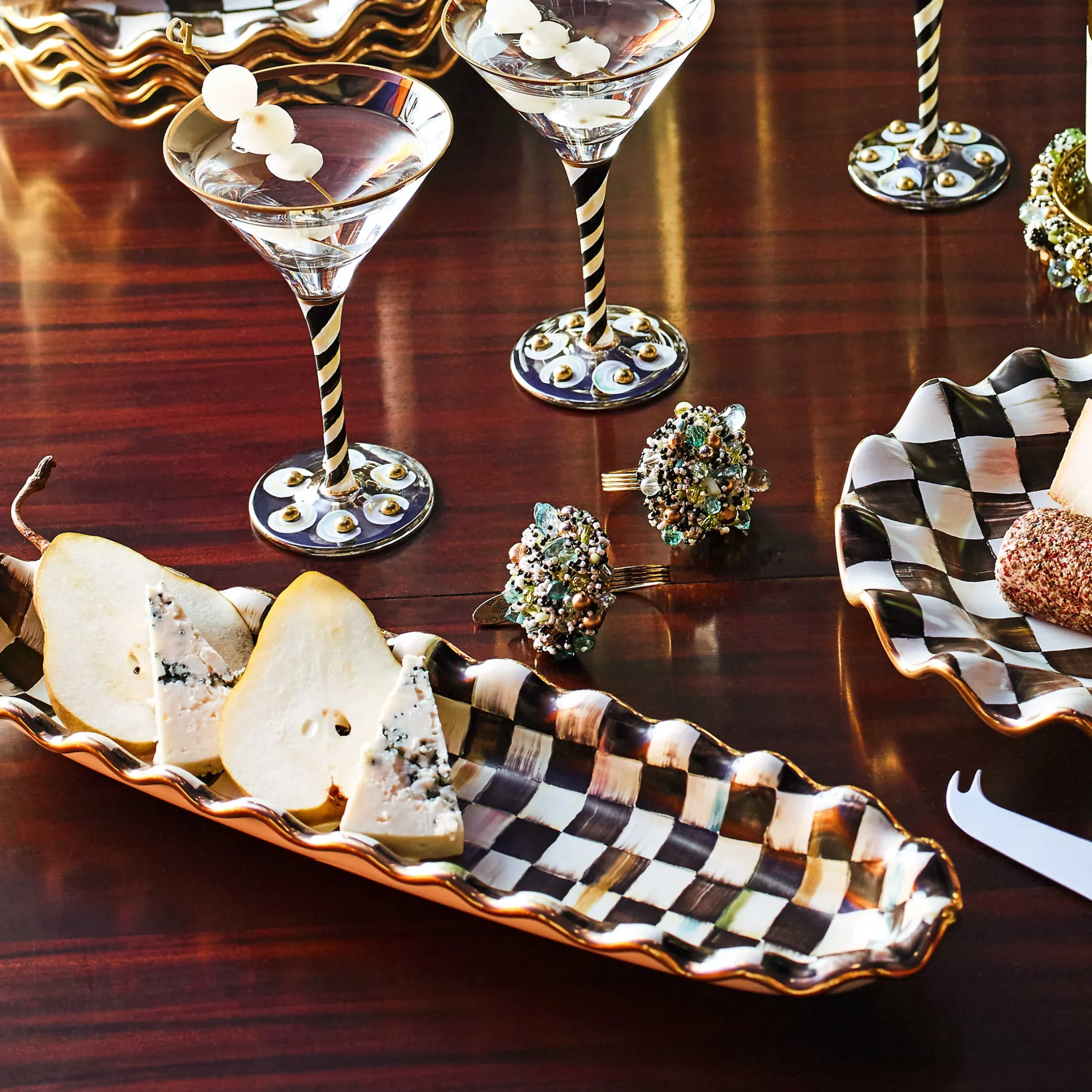 Best MacKenzie-Childs Courtly Check Hors D'Oeuvre Tray
