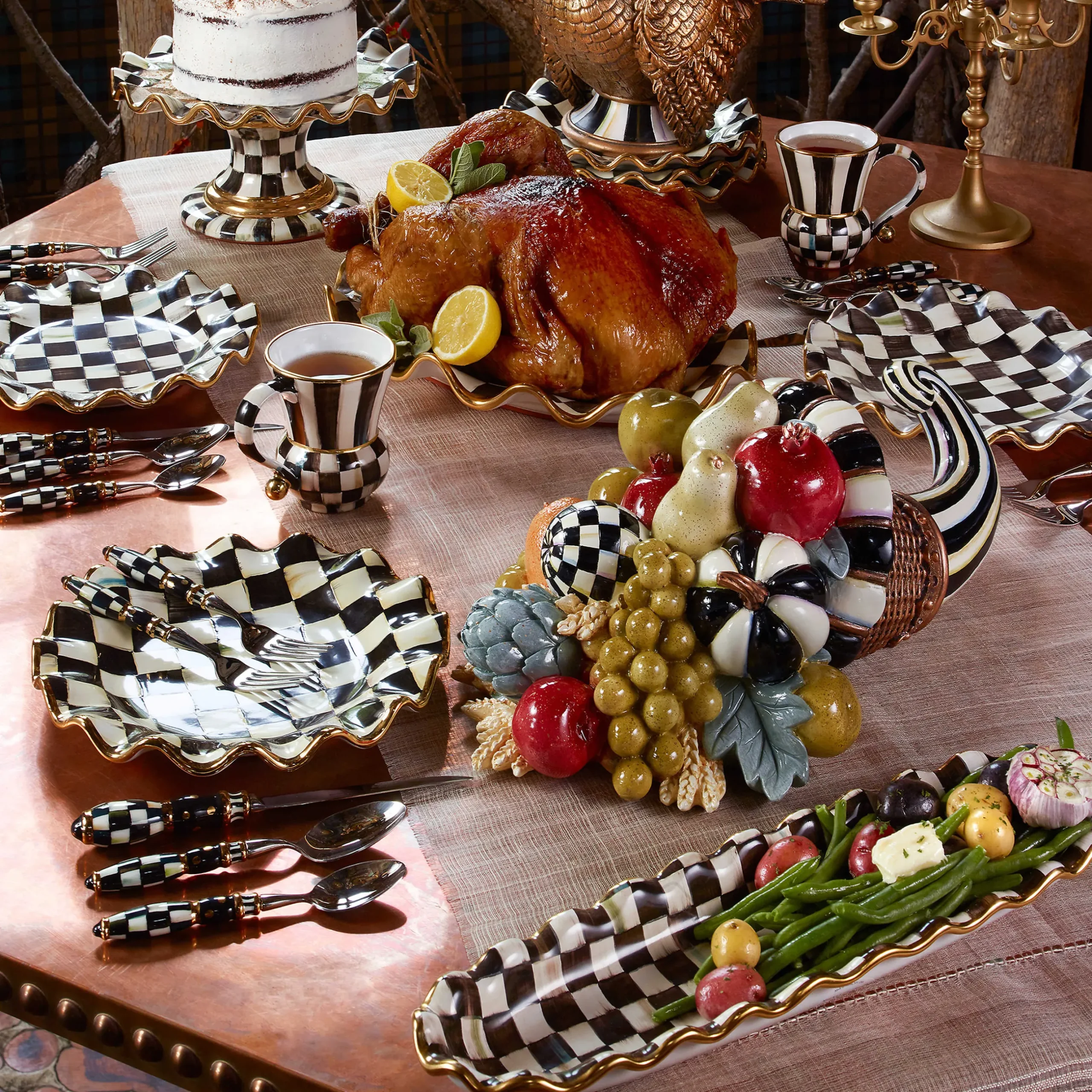 Best MacKenzie-Childs Courtly Check Hors D'Oeuvre Tray