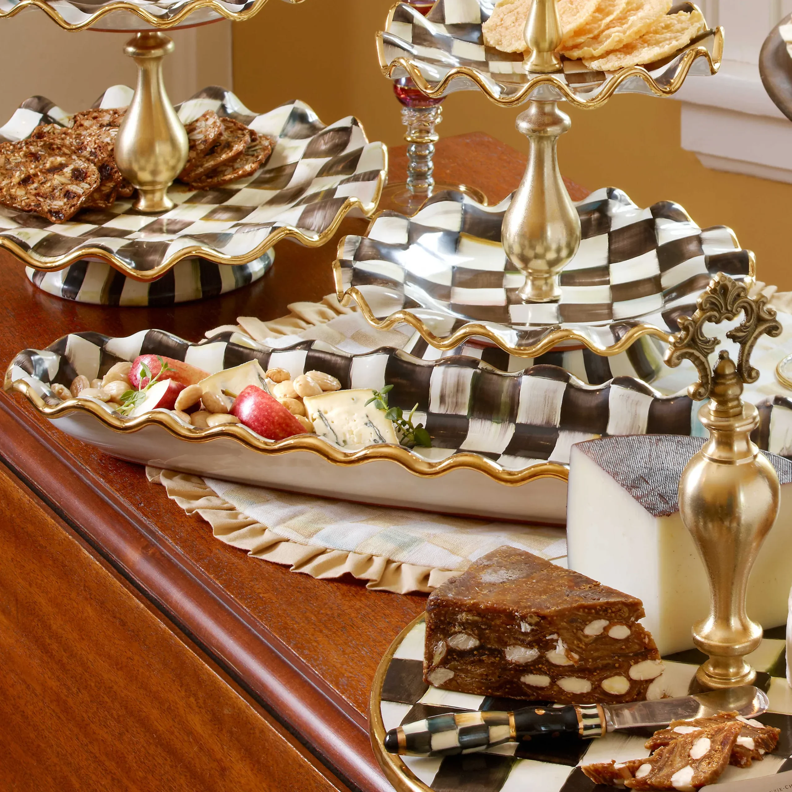 Best MacKenzie-Childs Courtly Check Hors D'Oeuvre Tray