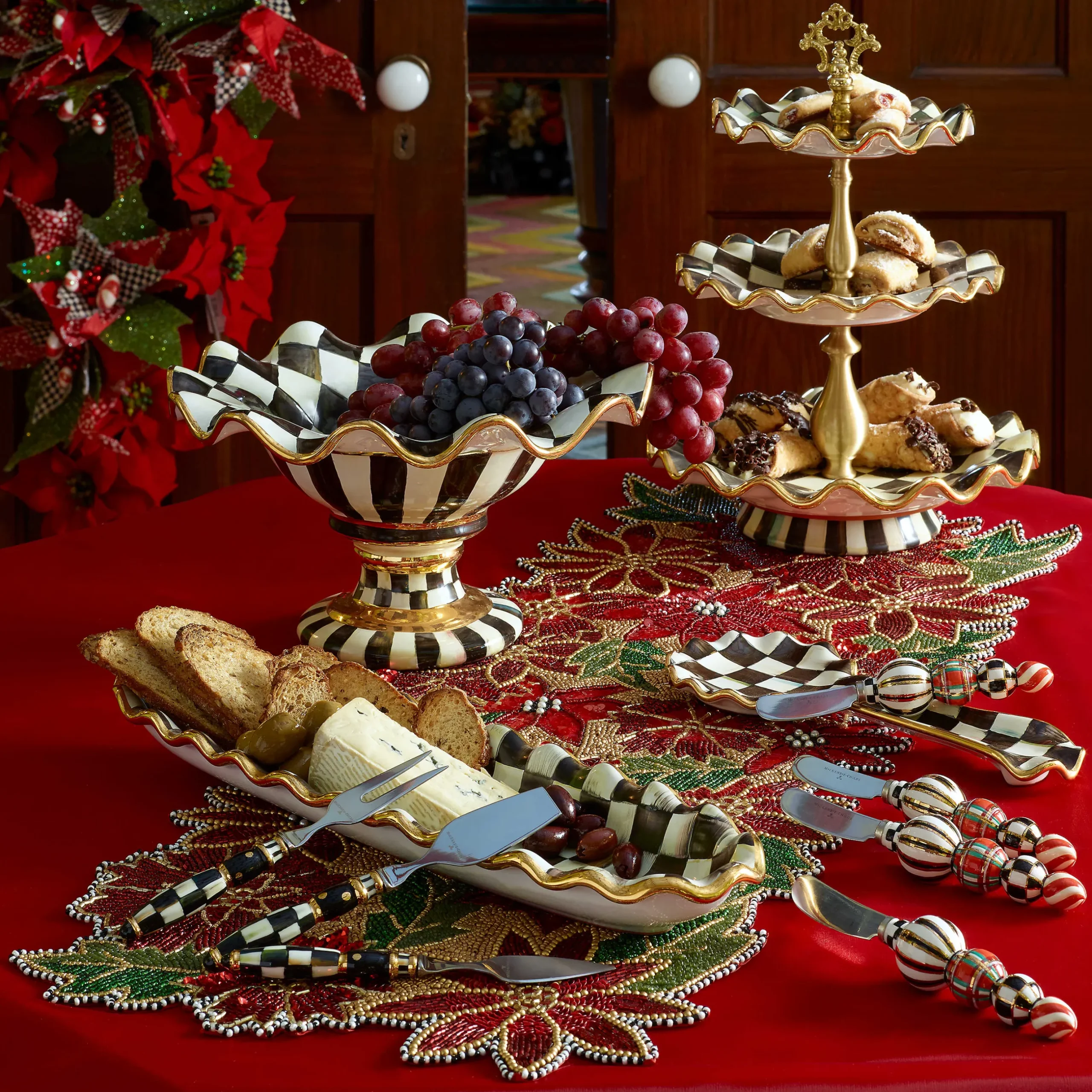 Best MacKenzie-Childs Courtly Check Hors D'Oeuvre Tray