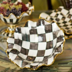 Discount MacKenzie-Childs Courtly Check Medium Fluted Serving Bowl