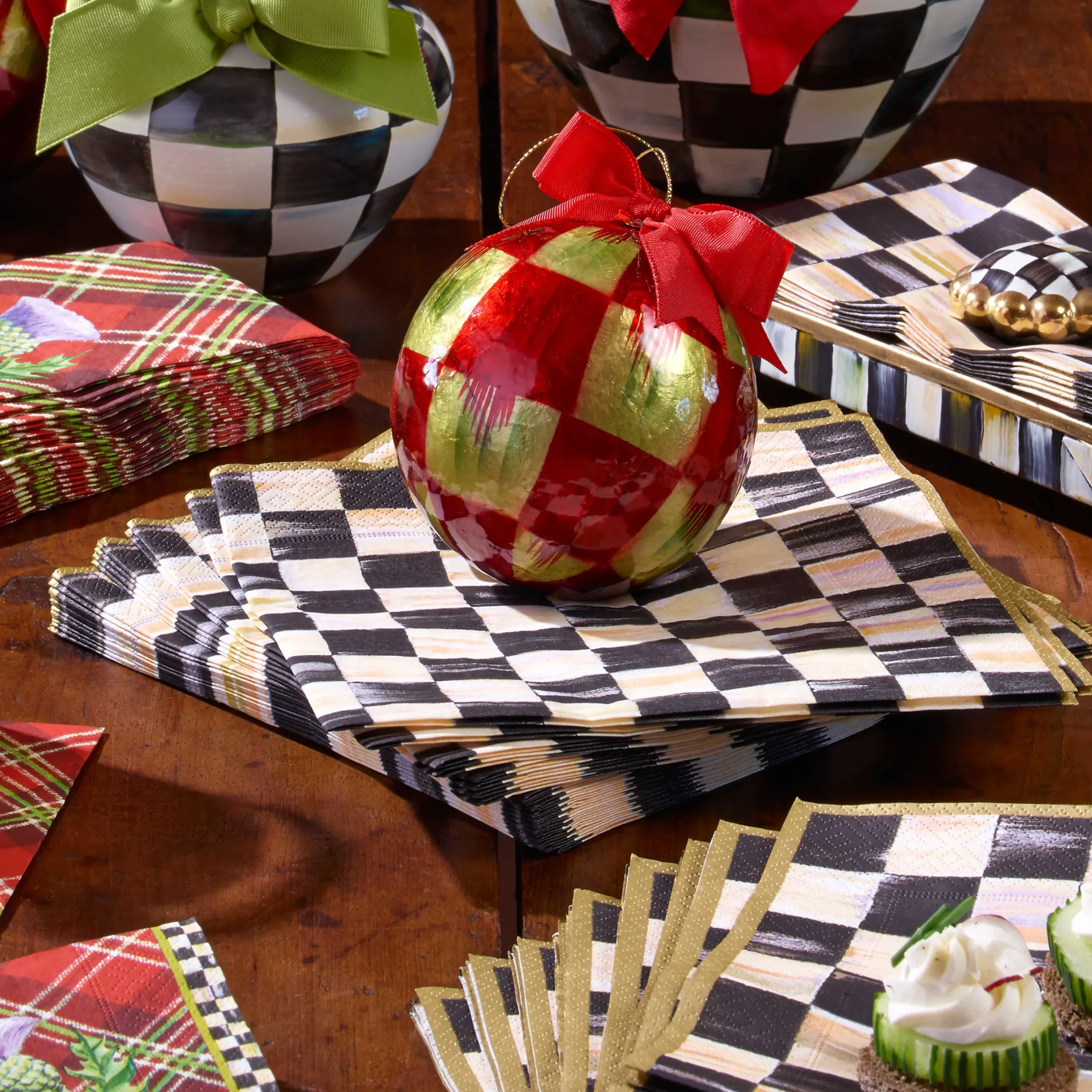 New MacKenzie-Childs Courtly Check Paper Napkins - Dinner - Gold