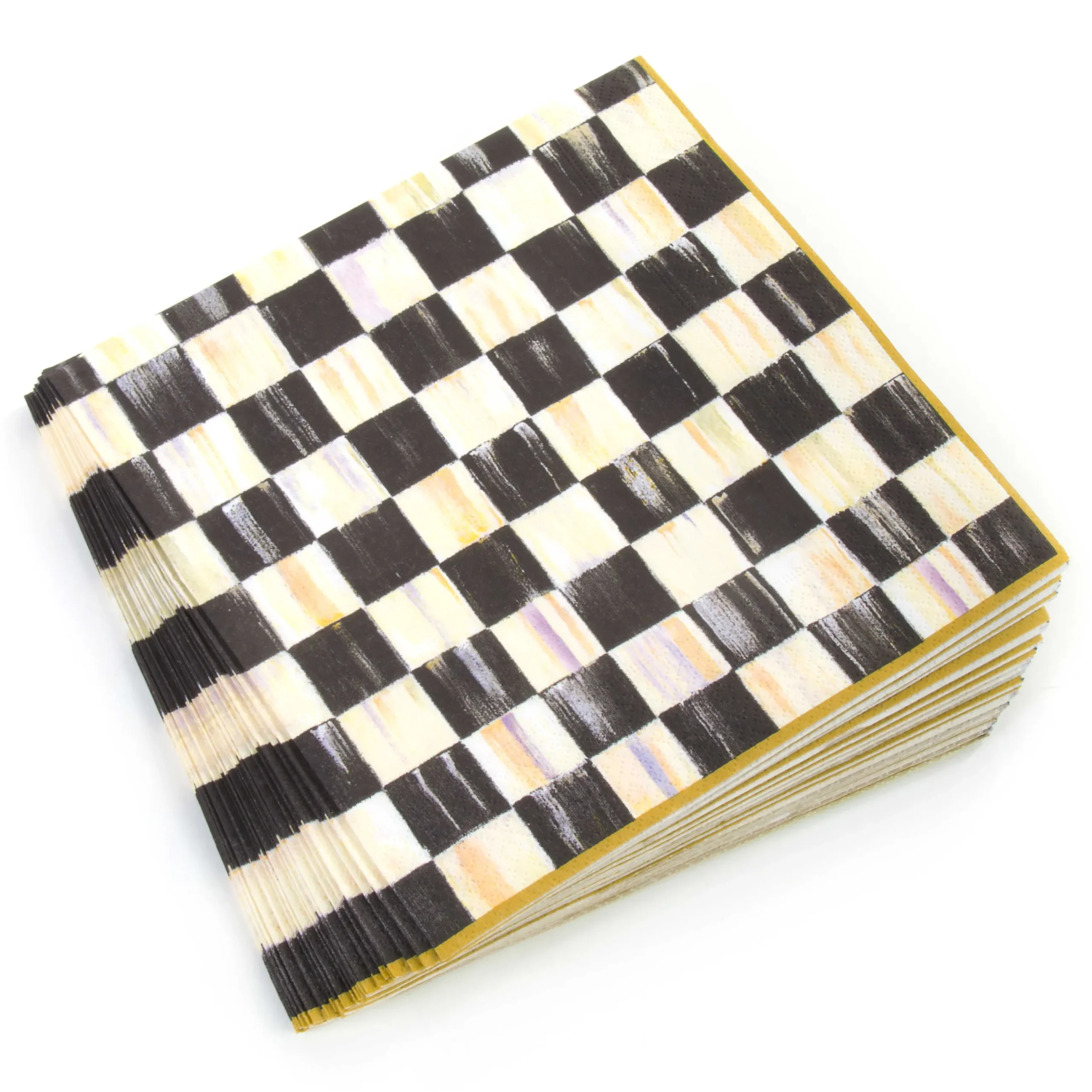New MacKenzie-Childs Courtly Check Paper Napkins - Dinner - Gold