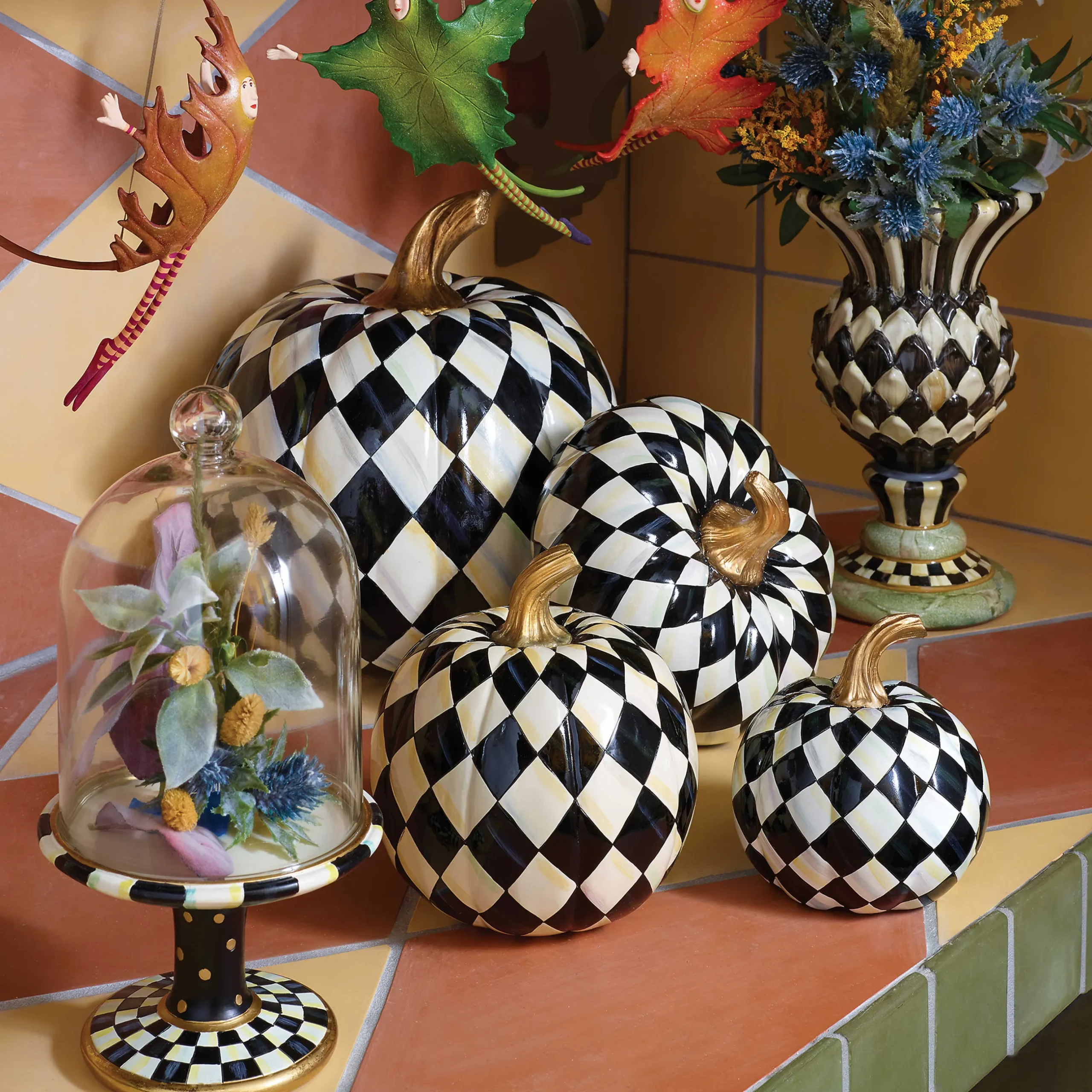 MacKenzie-Childs Courtly Check Pedestal With Cloche