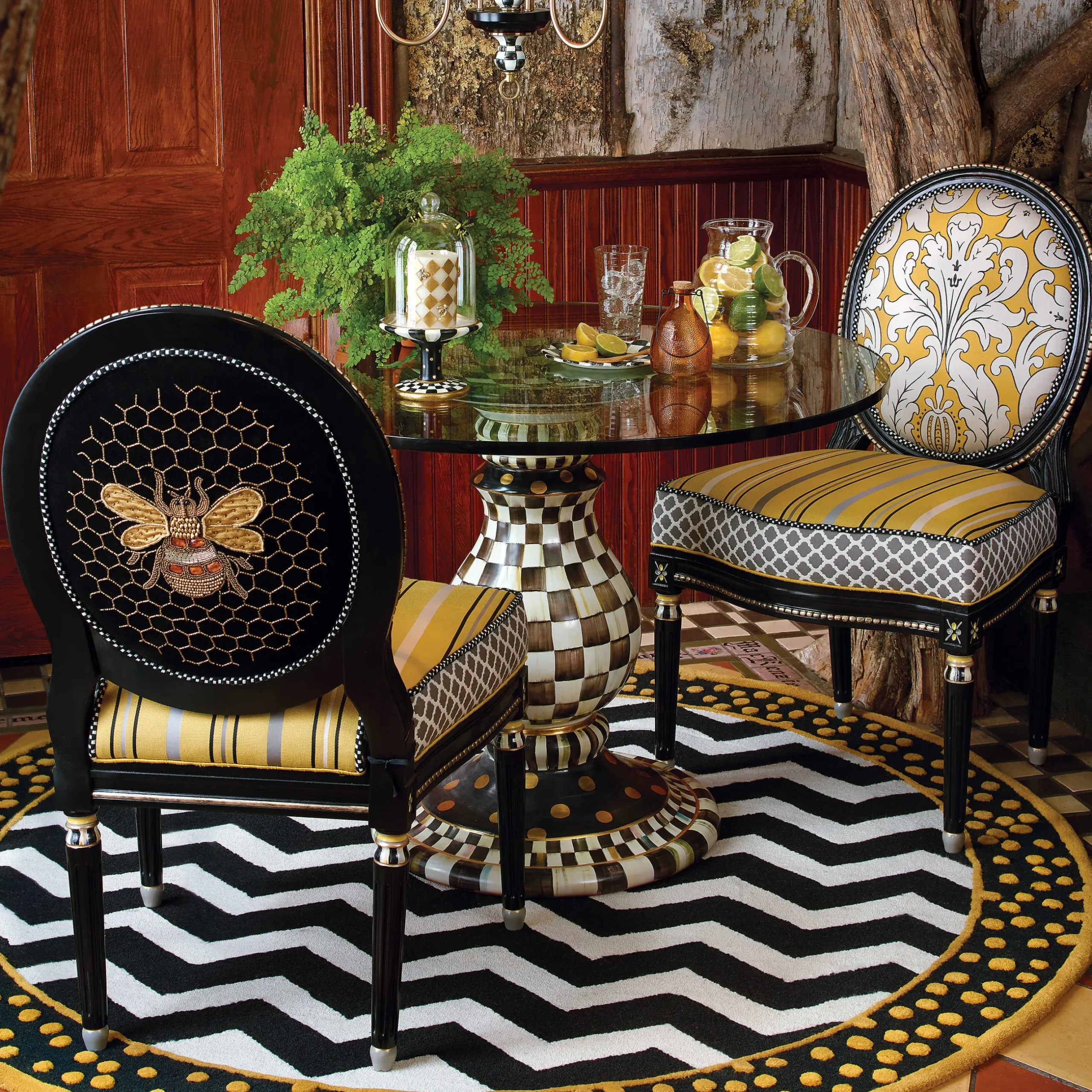 MacKenzie-Childs Courtly Check Pedestal With Cloche