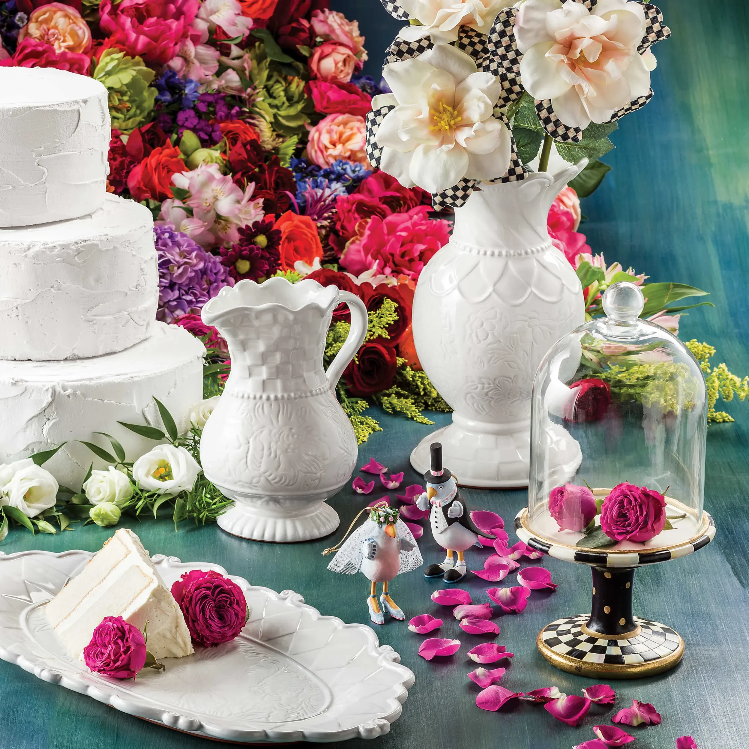 MacKenzie-Childs Courtly Check Pedestal With Cloche