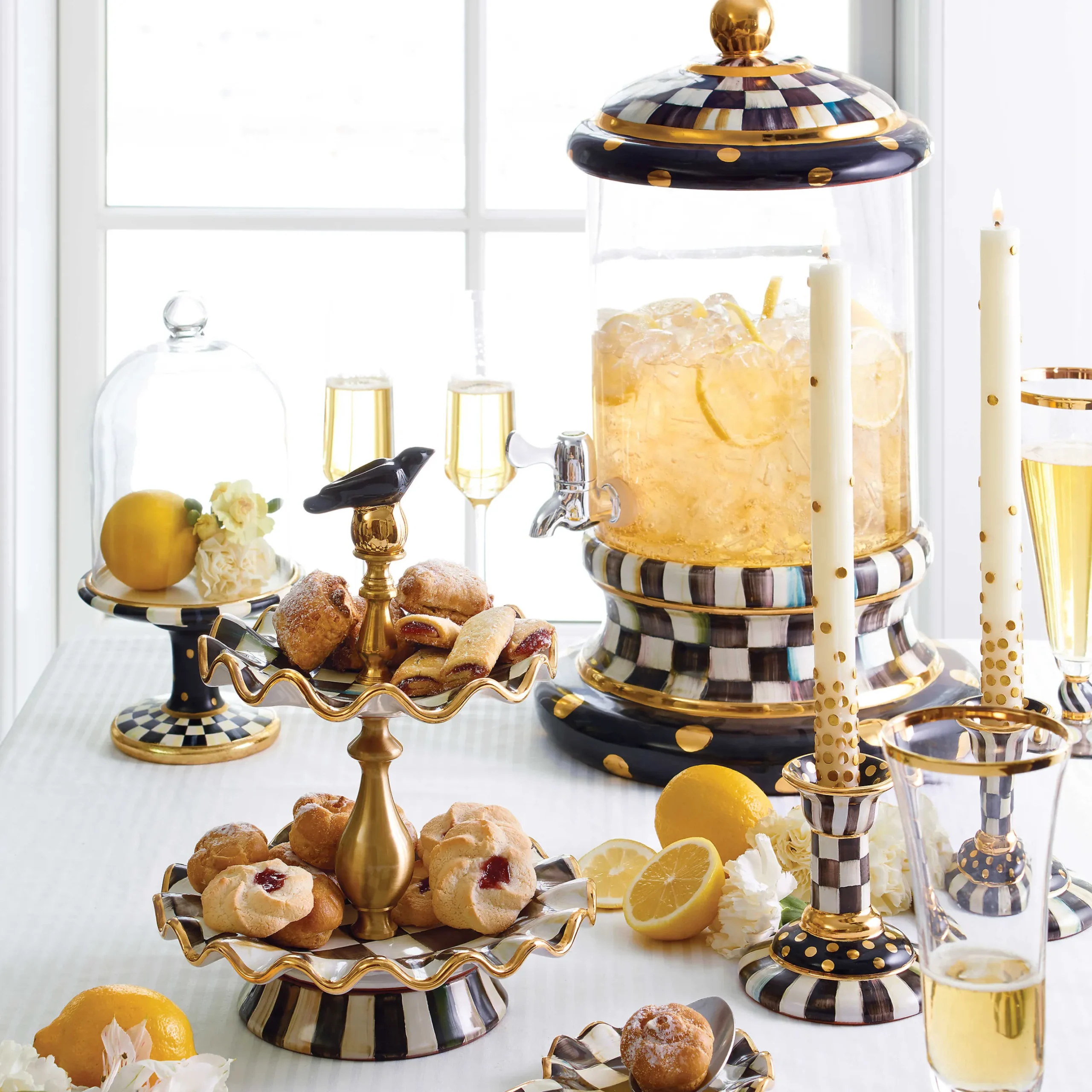 MacKenzie-Childs Courtly Check Pedestal With Cloche