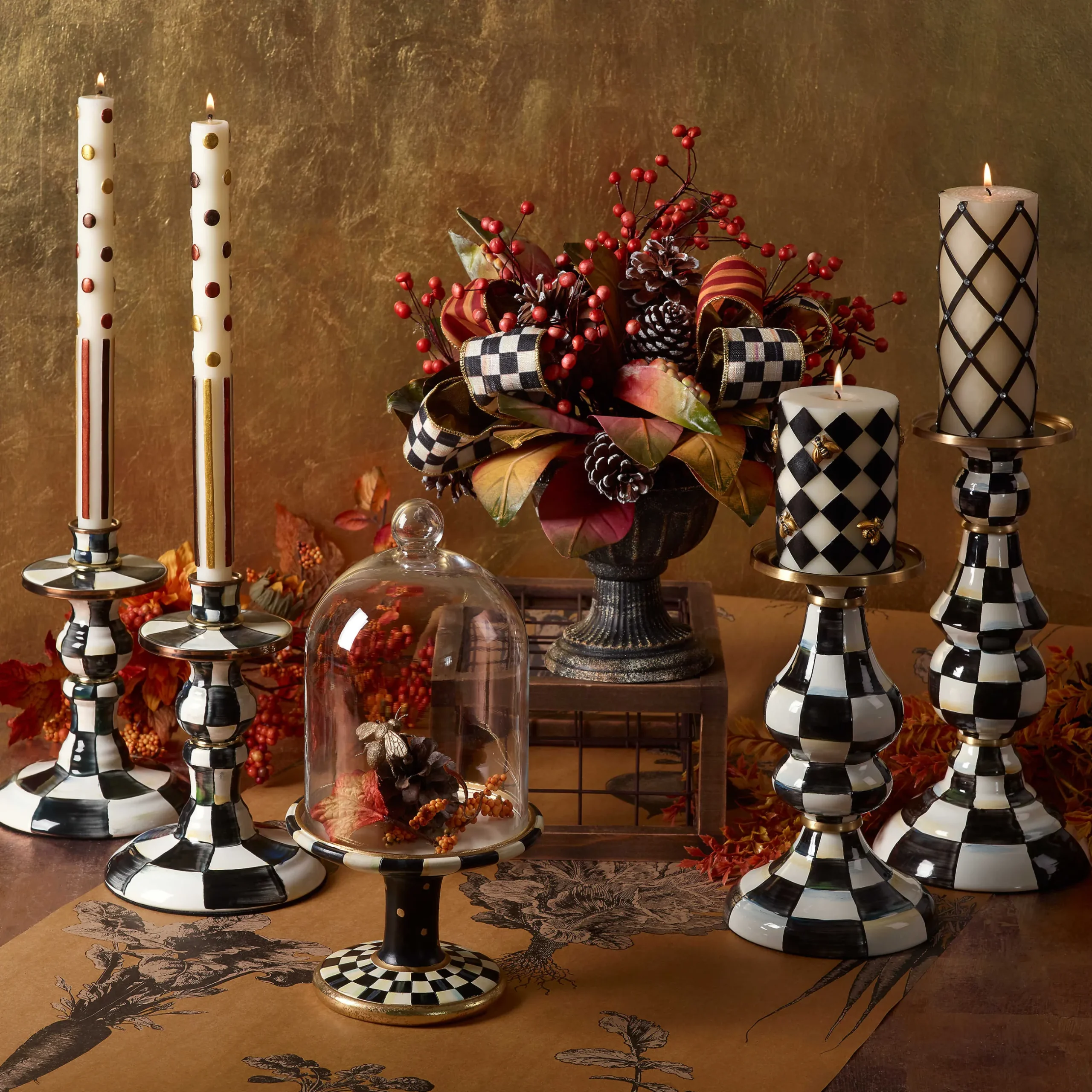 MacKenzie-Childs Courtly Check Pedestal With Cloche