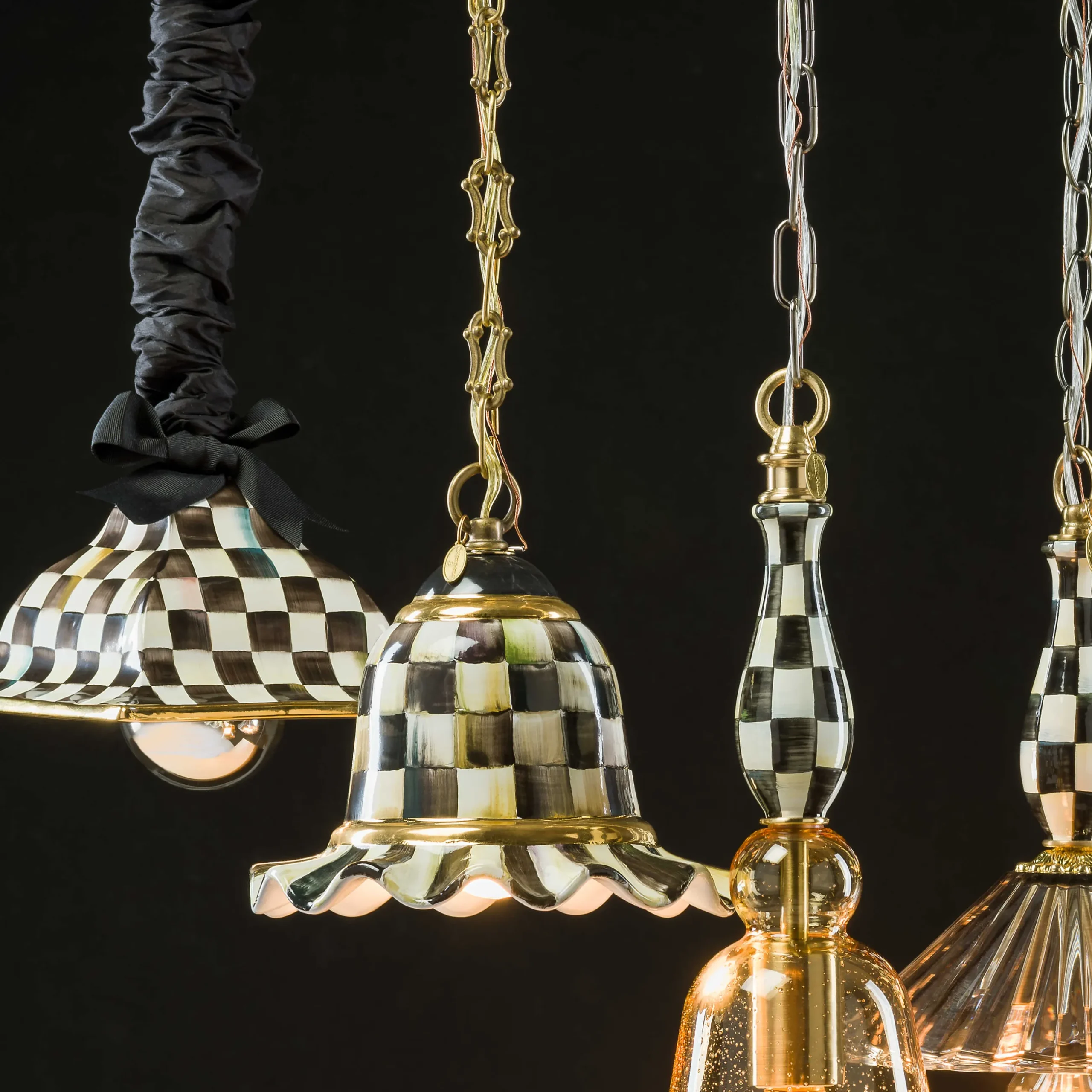 Discount MacKenzie-Childs Courtly Check Pendant Lamp - Small