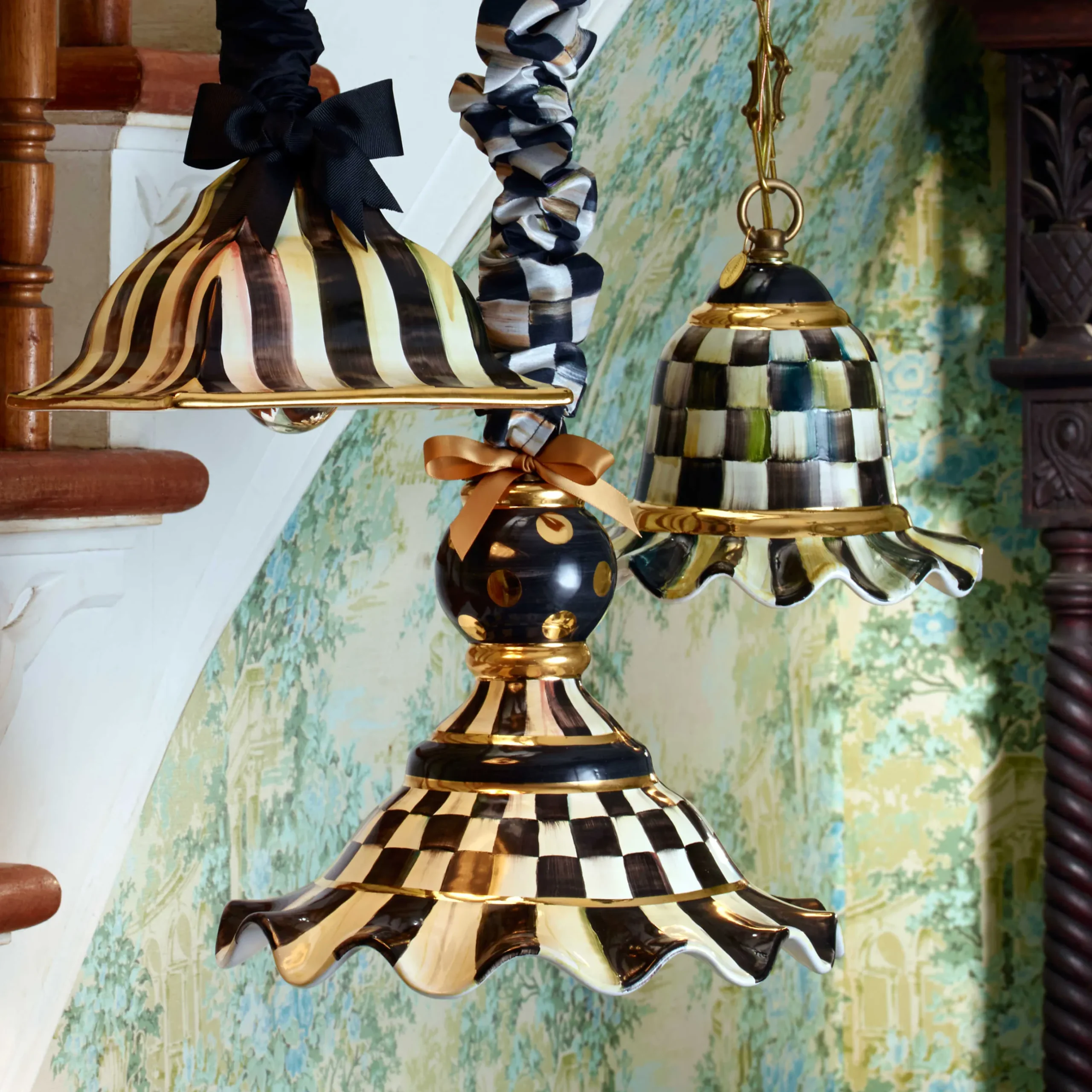 Discount MacKenzie-Childs Courtly Check Pendant Lamp - Small