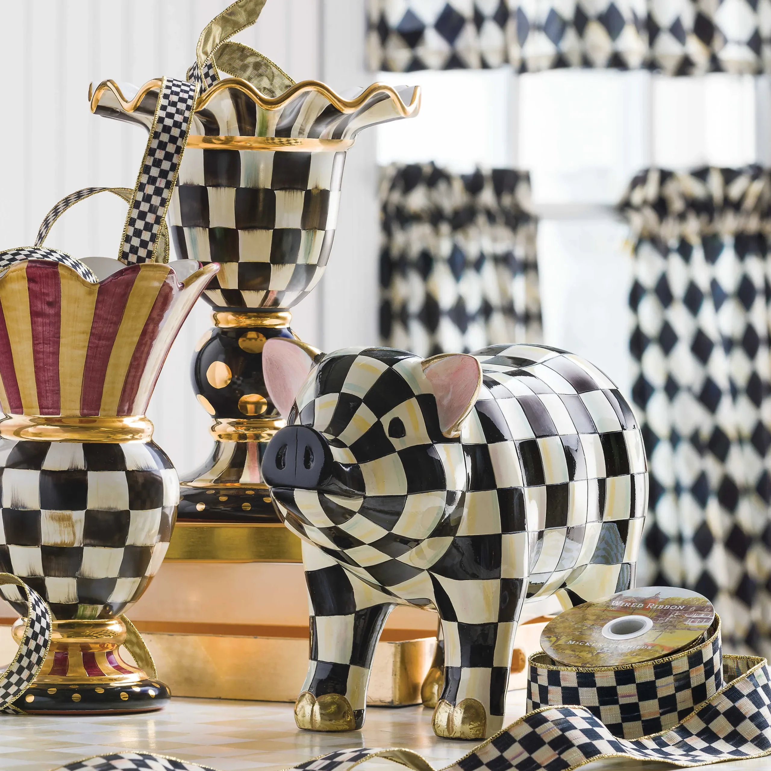 Discount MacKenzie-Childs Courtly Check Pig Figurine