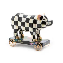 New MacKenzie-Childs Courtly Check Pig On Parade Decor