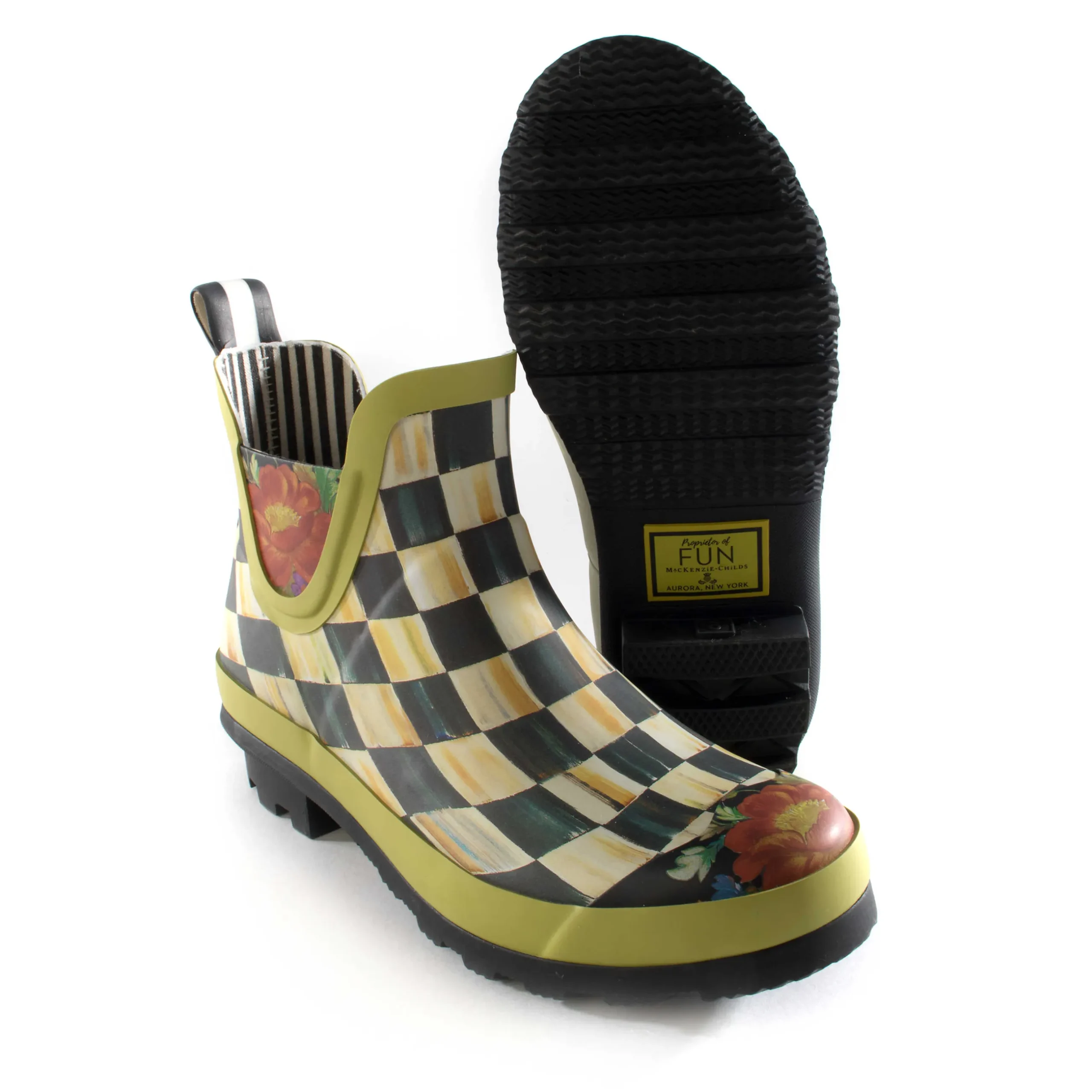 Discount MacKenzie-Childs Courtly Check Rain Boots - Short - Size 8