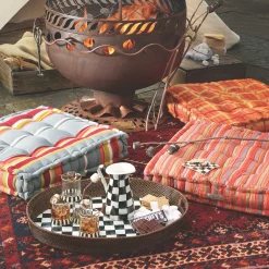 Sale MacKenzie-Childs Courtly Check Rattan & Enamel Party Tray