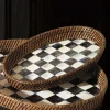 Outlet MacKenzie-Childs Courtly Check Rattan & Enamel Tray - Small