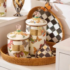 Outlet MacKenzie-Childs Courtly Check Rattan & Enamel Tray - Small