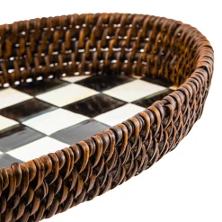 Outlet MacKenzie-Childs Courtly Check Rattan & Enamel Tray - Small