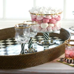 Hot MacKenzie-Childs Courtly Check Rattan & Enamel Tray - Large
