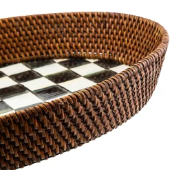 Hot MacKenzie-Childs Courtly Check Rattan & Enamel Tray - Large