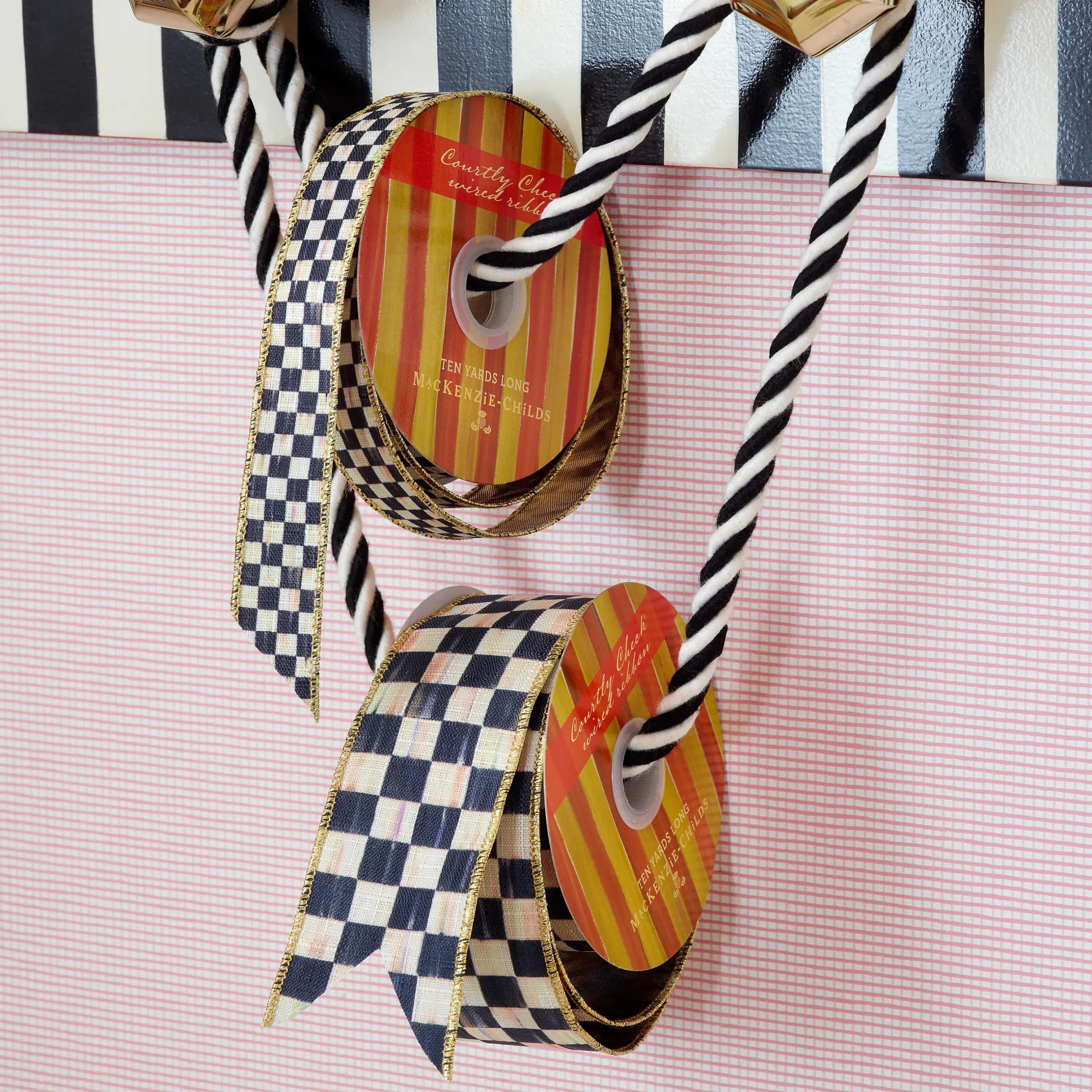 Hot MacKenzie-Childs Courtly Check 1" Ribbon