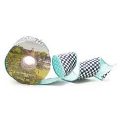 Hot MacKenzie-Childs Courtly Check 2.5" Ribbon - Aqua