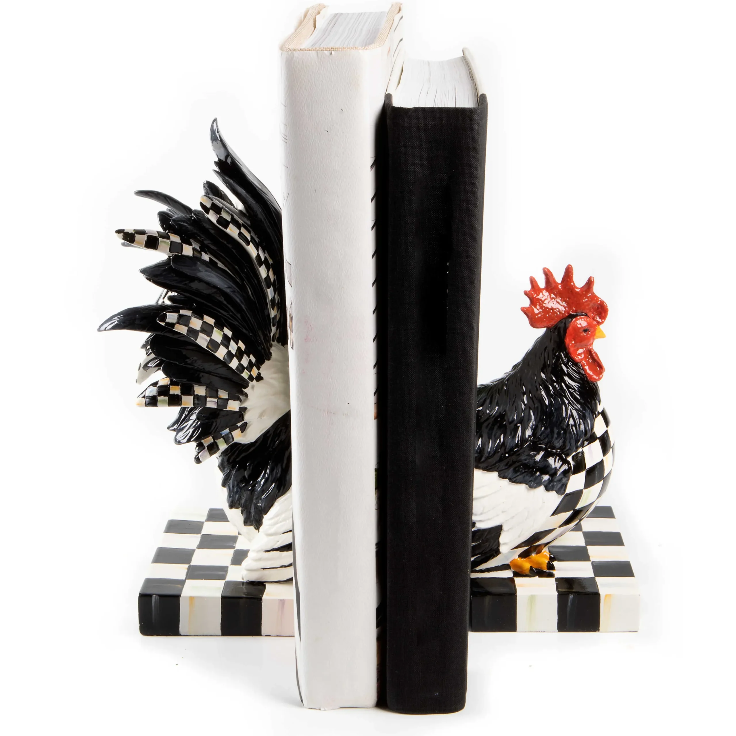Best MacKenzie-Childs Courtly Check Rooster Book Ends