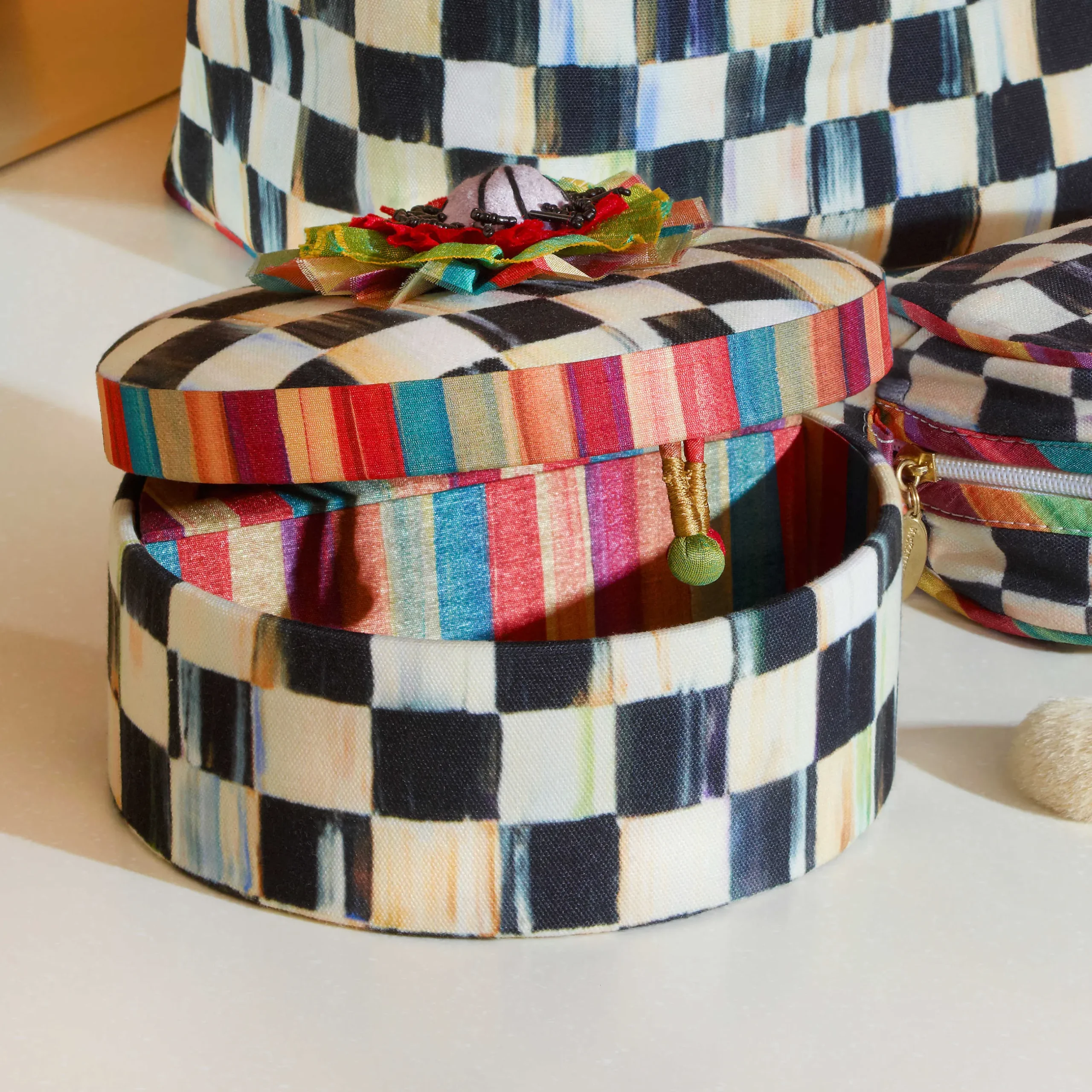 Clearance MacKenzie-Childs Courtly Check Round Jewelry Box