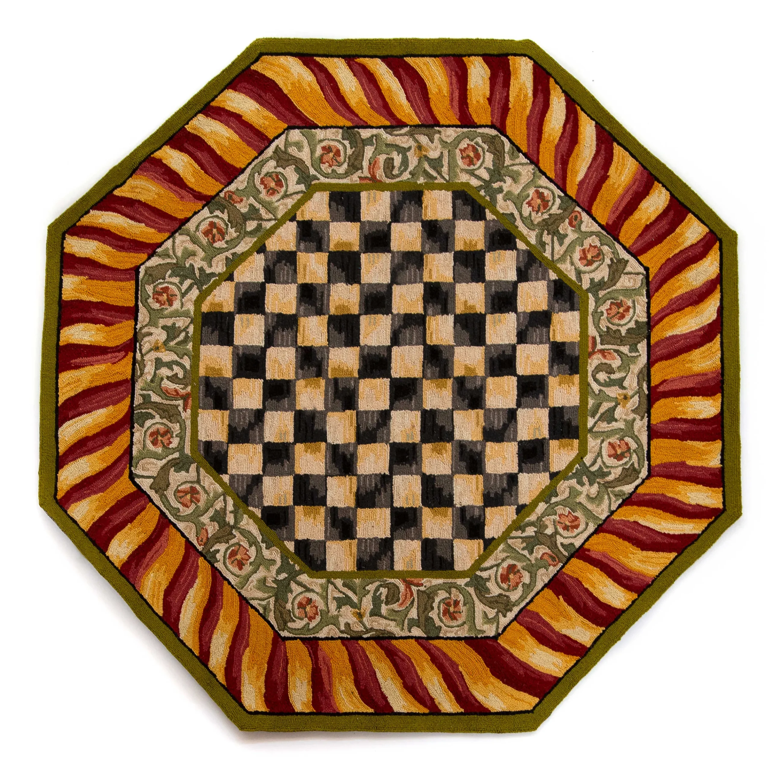 Hot MacKenzie-Childs Courtly Check Rug - 6' Octagon - Red & Gold