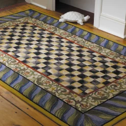 Clearance MacKenzie-Childs Courtly Check Rug - 5' X 8' - Purple & Green