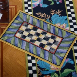 New MacKenzie-Childs Courtly Check Rug - 2' X 3' - Purple & Green