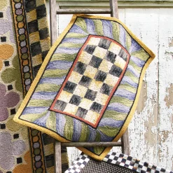 New MacKenzie-Childs Courtly Check Rug - 2' X 3' - Purple & Green