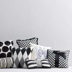 Discount MacKenzie-Childs Courtly Check Sash Pillow - Black