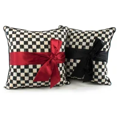Discount MacKenzie-Childs Courtly Check Sash Pillow - Black