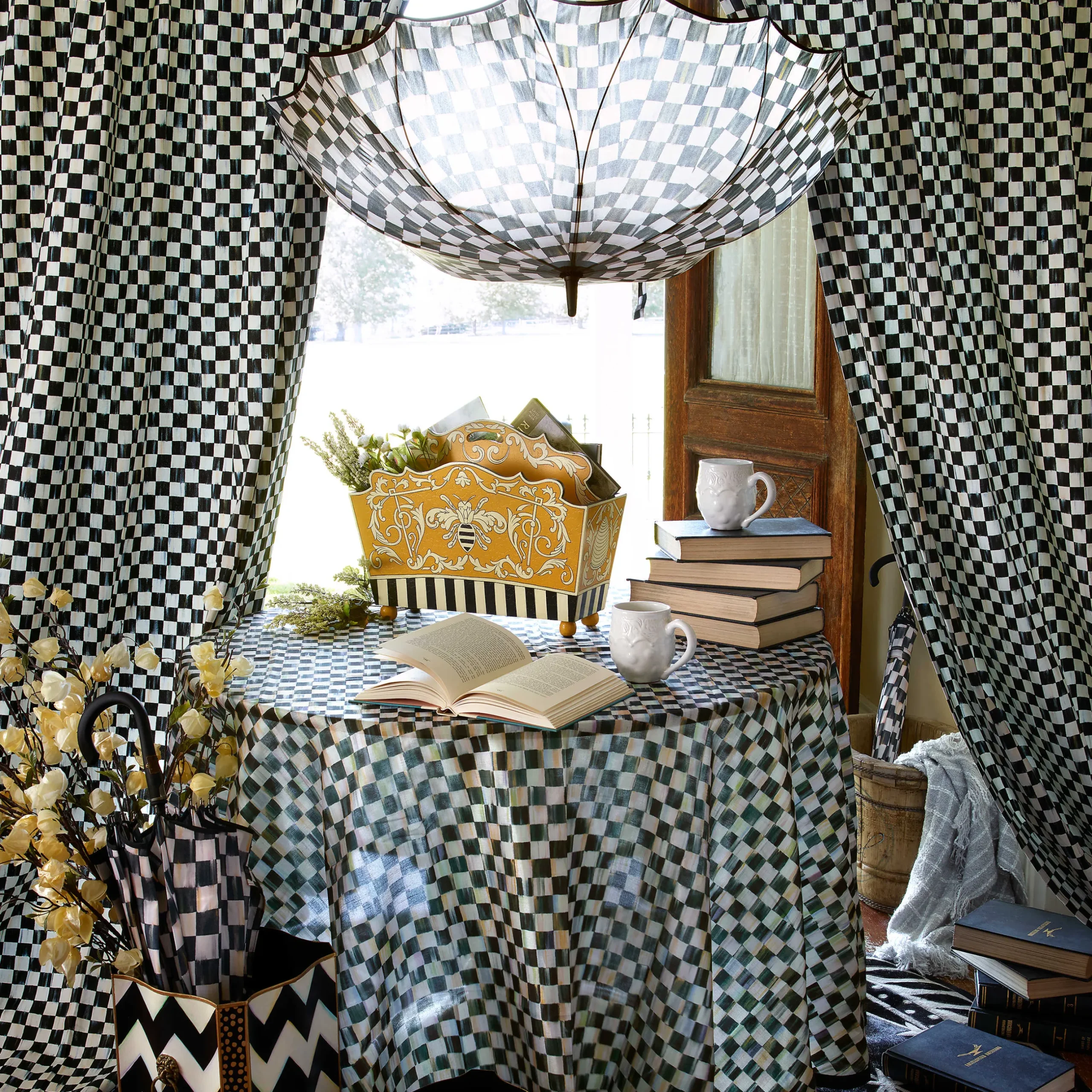 New MacKenzie-Childs Courtly Check Seamless Umbrella