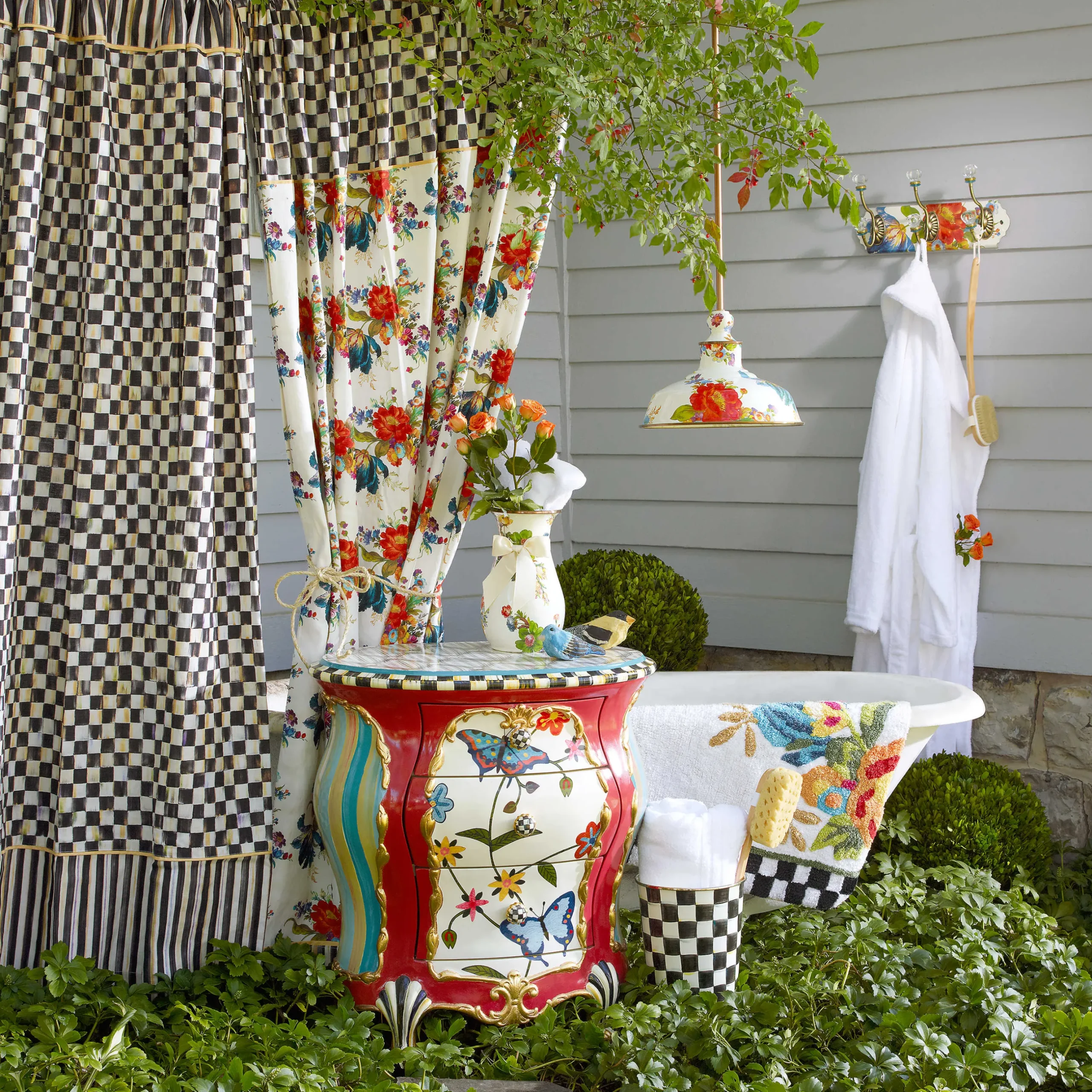 Clearance MacKenzie-Childs Courtly Check Shower Curtain